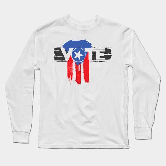 VOTE, Latino, Puerto Rico Long Sleeve T-Shirt by damienmayfield.com